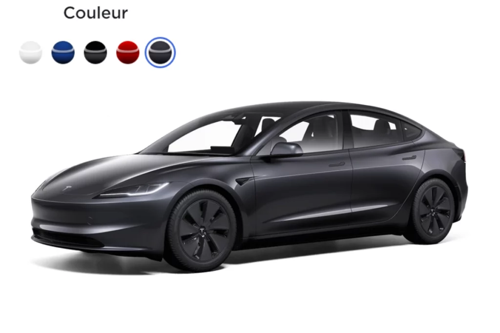 Nouvelles couleurs pour Tesla modèles 3 et Y